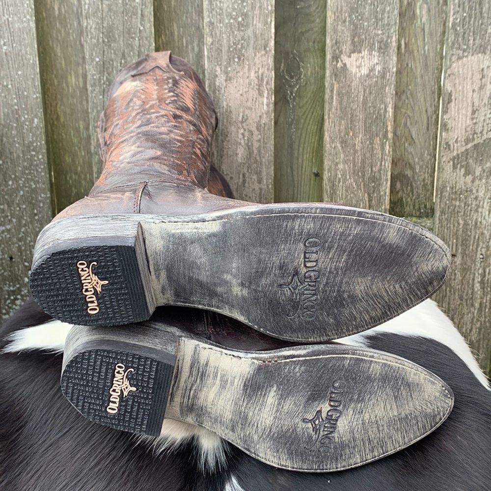 Sold OLD GRINGO NEW! Mayra 18” Tall Knee High Brown Cowgirl Western Boots, 7.5 - Picture 4 of 11